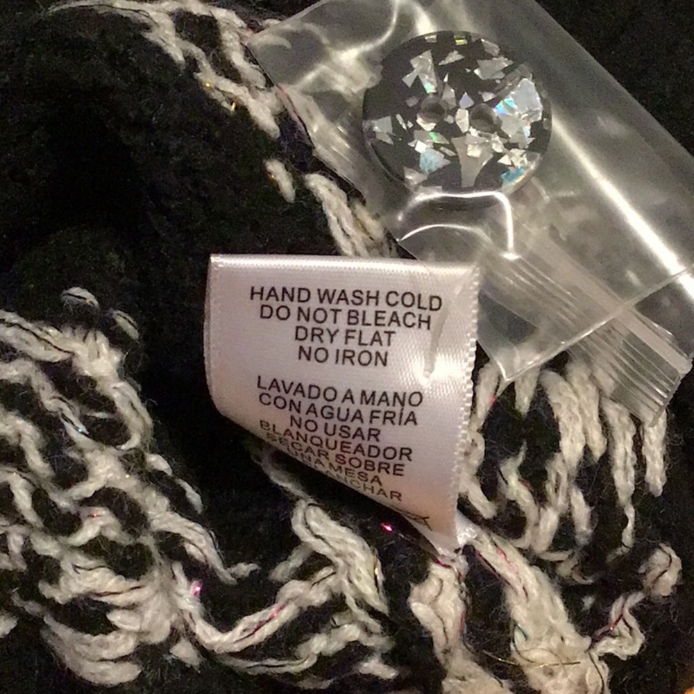 Anthro Galentine Heart Cardigan Sweater - Black & White - Picture 13 of 14